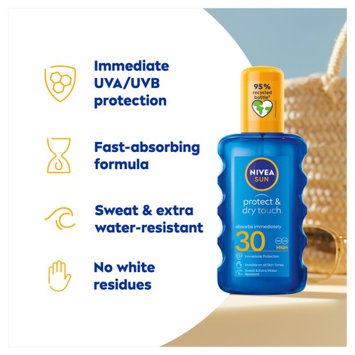 NIVEA SUN Protect & Dry Touch Invisible Sun Cream Spray SPF 30 200ml thumbnail 3