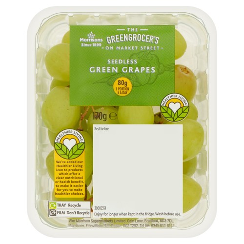 Morrisons Green Grapes Punnet 170g