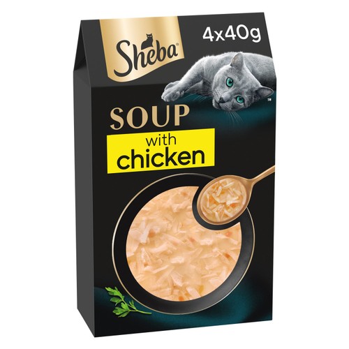Sheba Classics Soup Adult Wet Cat Food Pouches with Chicken Fillets 4 x 40g