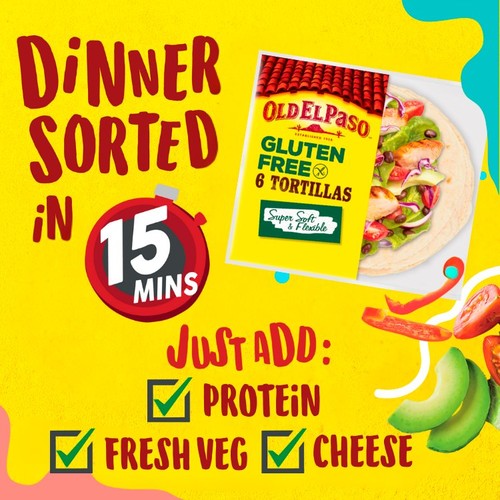 Old El Paso Gluten Free 6 Tortilla Wraps 216g thumbnail 7