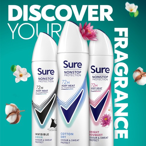 Sure Antiperspirant Deodorant Nonstop Protection Cotton Dry 150ml thumbnail 6