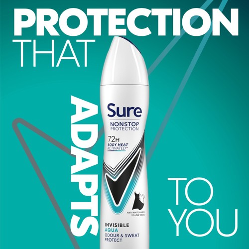Sure Antiperspirant Deodorant Nonstop Protection Invisible Aqua thumbnail 2