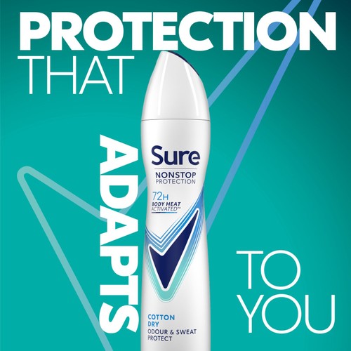 Sure Antiperspirant Deodorant Nonstop Protection Cotton Dry 250ml thumbnail 2