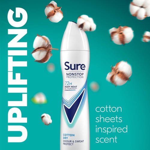 Sure Antiperspirant Deodorant Nonstop Protection Cotton Dry 250ml thumbnail 3