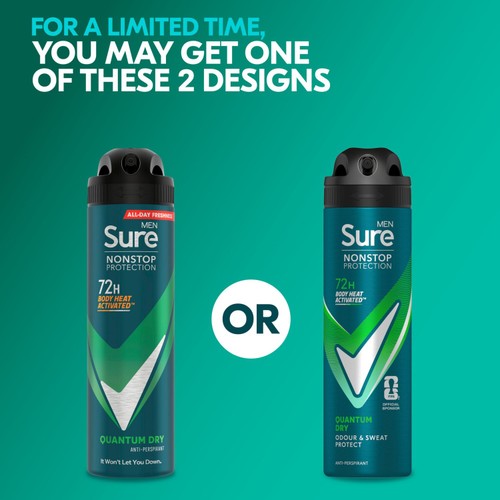 Sure For Men Quantum Dry Anti Perspirant Nonstop Deodorant 150ml thumbnail 7