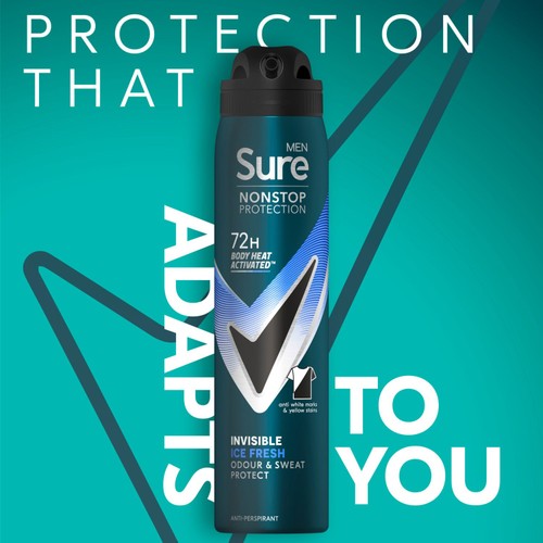 Sure For Men Invisible Ice Anti Perspirant Nonstop Deodorant 250ml thumbnail 2