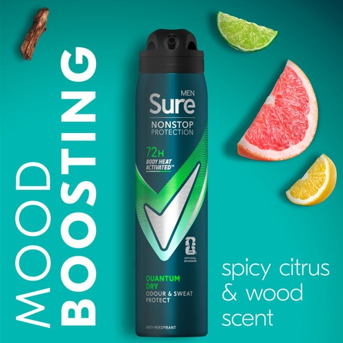 Sure For Men Quantum Dry Anti Perspirant Nonstop Deodorant 250ml thumbnail 4