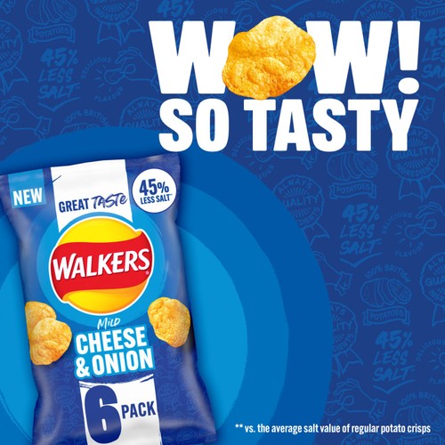 Walkers Less Salt Mild Cheese & Onion Multipack Crisps thumbnail 3