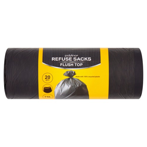 Polylina 75L Flush Top Refuse Sacks 
