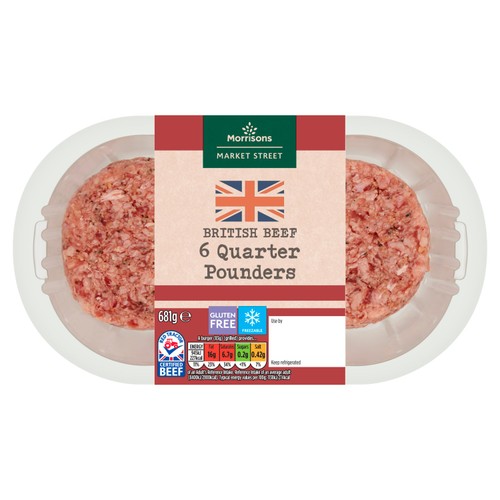 Morrisons British 6 Quarter Pounder Burgers