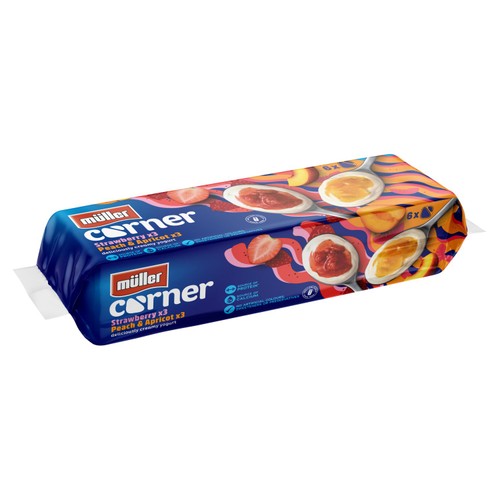 Muller Corner Strawberry and Peach And Apricot Yogurts 6 x 136g thumbnail 2