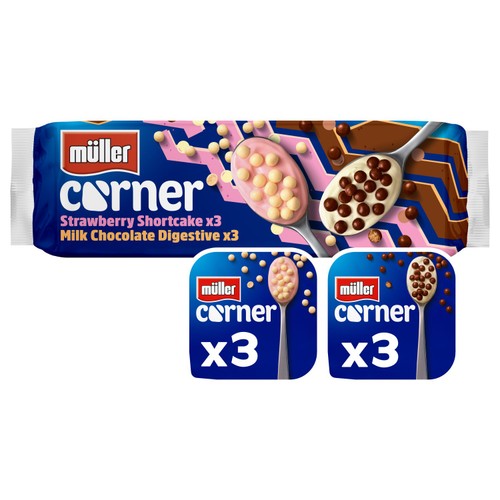 Muller Corner Chocolate Digestive and Strawberry Shortcake Yogurts 6 x 124g