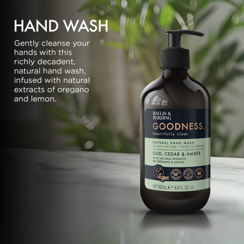 Baylis & Harding Goodness Oud, Cedar & Amber Natural Hand Wash thumbnail 2