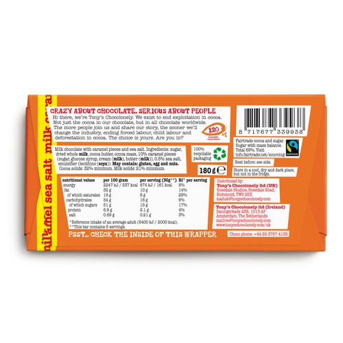 Tony's Chocolonely Milk Chocolate Salted Caramel thumbnail 4