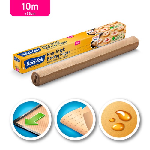 Bacofoil Non Stick Baking Paper With Non Slip Base 10m thumbnail 2