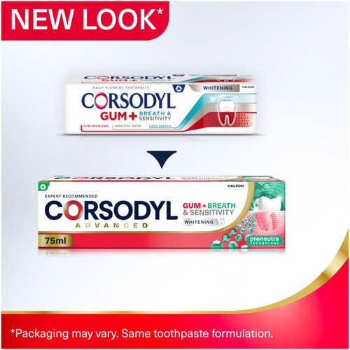 Corsodyl Gum+ Breath & Sensitivity Whitening Toothpaste 75ml thumbnail 2