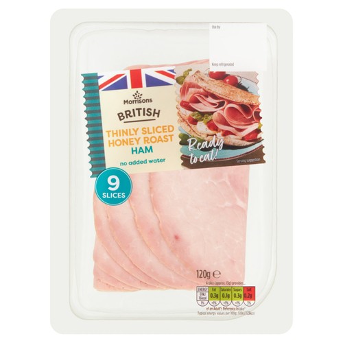 Morrisons British Thinly Sliced Honey Roast Ham  120g thumbnail 2