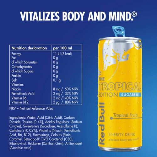 Red Bull Energy Drink Sugar Free Tropical Edition 355ml thumbnail 3