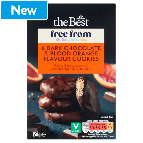 Morrisons 6 The Best Free From Dark Choc & Blood Orange Flavour Cookies 