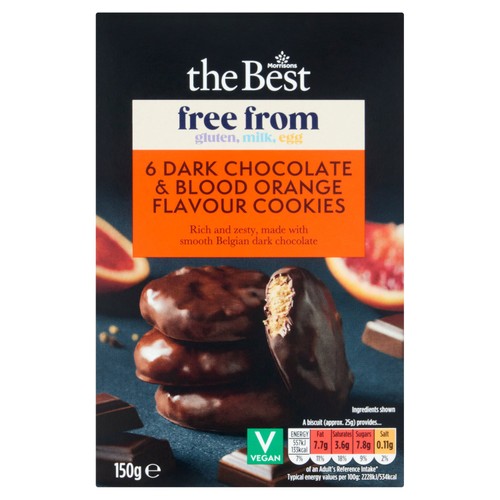 Morrisons 6 The Best Free From Dark Choc & Blood Orange Flavour Cookies  thumbnail 2