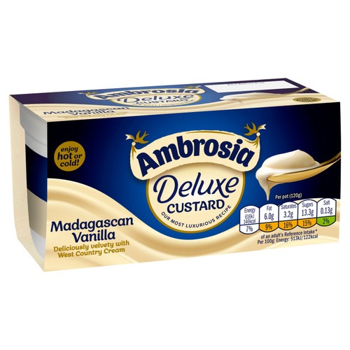 Ambrosia Deluxe Madagascan Vanilla Custard Dessert Snack Pots 2 x 120g thumbnail 2