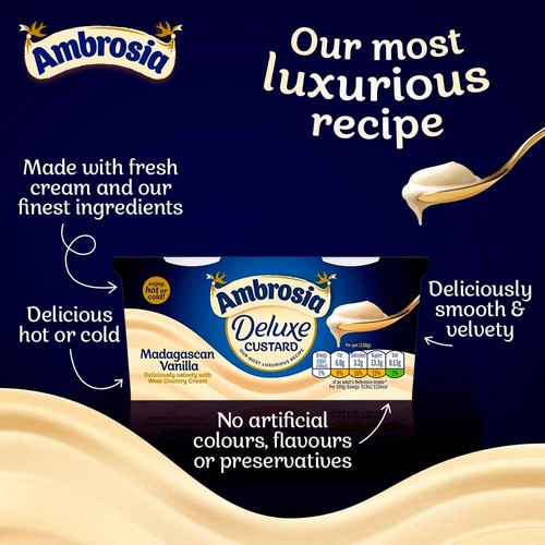 Ambrosia Deluxe Madagascan Vanilla Custard Dessert Snack Pots 2 x 120g thumbnail 3