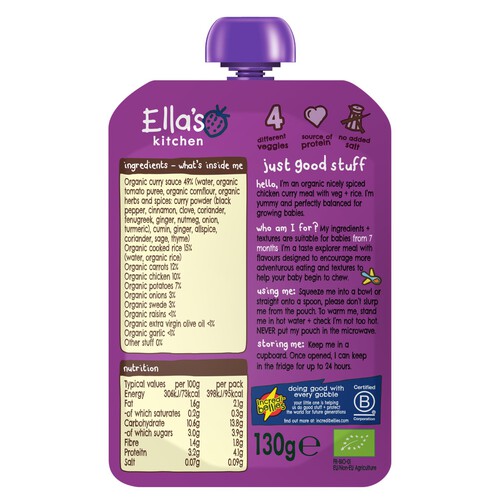 Ella's Kitchen Organic Katsu Curry Baby Food Pouch 7+ Months thumbnail 2