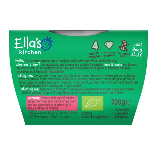 Ellas Kitchen Organic Pasta Bolognese Toddler Tray Meal 12+ Months thumbnail 3
