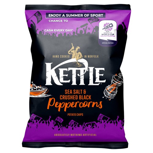 Kettle Chips Sea Salt & Crushed Black Peppercorns Sharing Crisps 