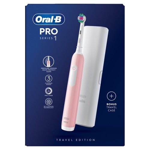Oral-B Pro 1 680 3dw Pink Rechargeable Toothbrush + Travel Case thumbnail 2