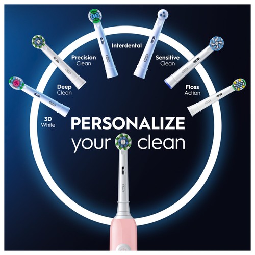 Oral-B Pro 1 680 3dw Pink Rechargeable Toothbrush + Travel Case thumbnail 4
