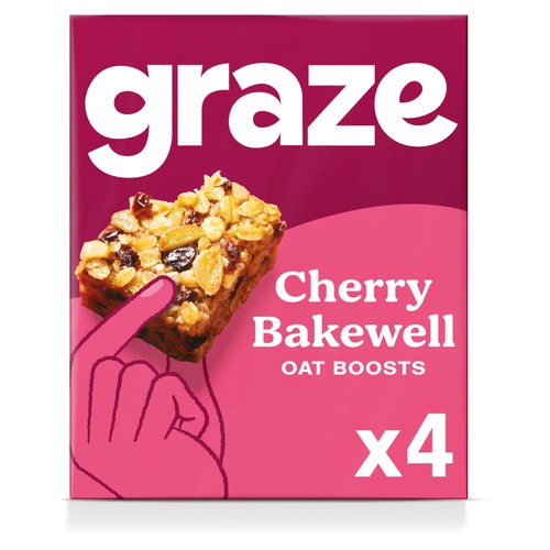 Graze Cherry Bakewell Oat Boost Flapjack Snack Bars 4 x 30g
