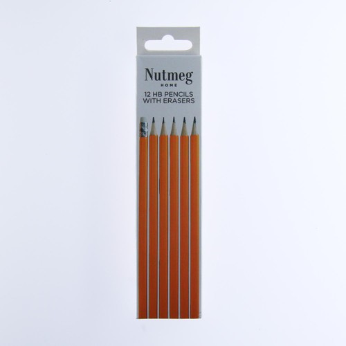 Nutmeg Wooden Hb Pencils With Eraser Top 
