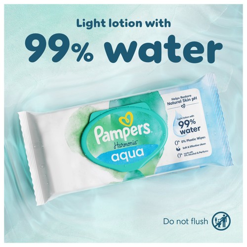 Pampers Harmonie Aqua Baby Wipes Plastic Free thumbnail 2