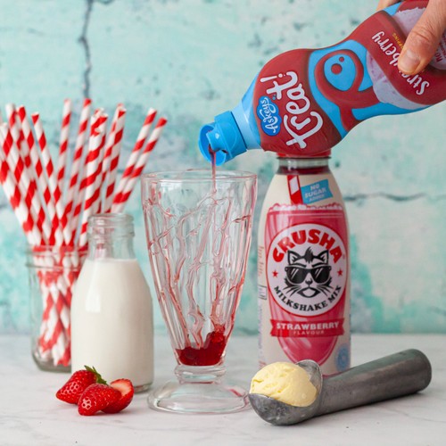 Crusha No Added Sugar Strawberry Flavour Milkshake Mix 500ml thumbnail 3