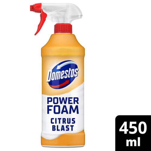 Domestos Power Foam Toilet & Bathroom Cleaner Spray Citrus Blast 450ml