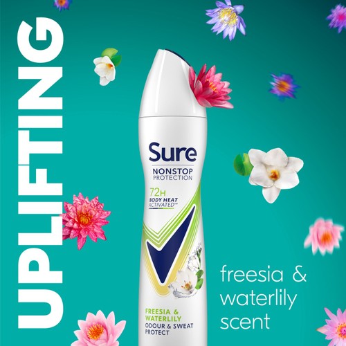 Sure Antiperspirant Deodorant Nonstop Freesia & Waterlily 250ml thumbnail 2