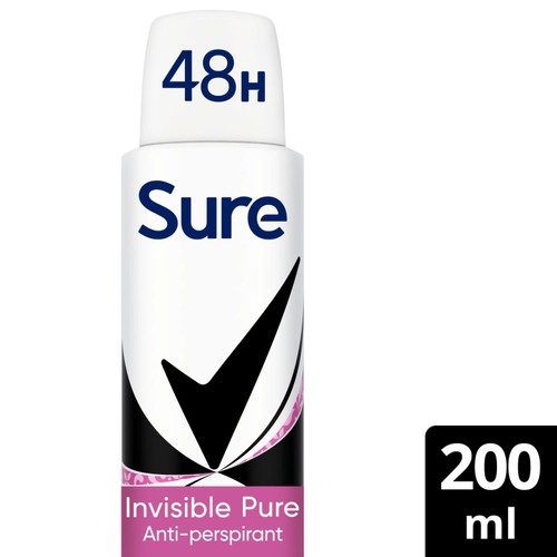 Sure Women Antiperspirant Deodorant Invisible Pure Aerosol 200ml