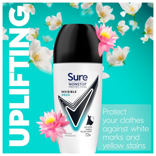 Sure Antiperspirant Deodorant Roll On Nonstop Invisible Aqua 50ml thumbnail 3