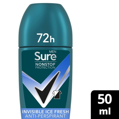 Sure Men Anti-perspirant Deodorant Roll On Non stop Invisible Ice 50ml