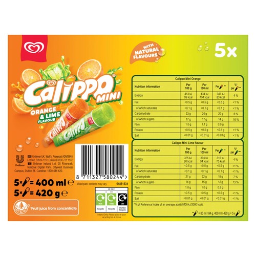 Calippo Mini Orange & Lime Ice Lollies  5 x 80ml thumbnail 4
