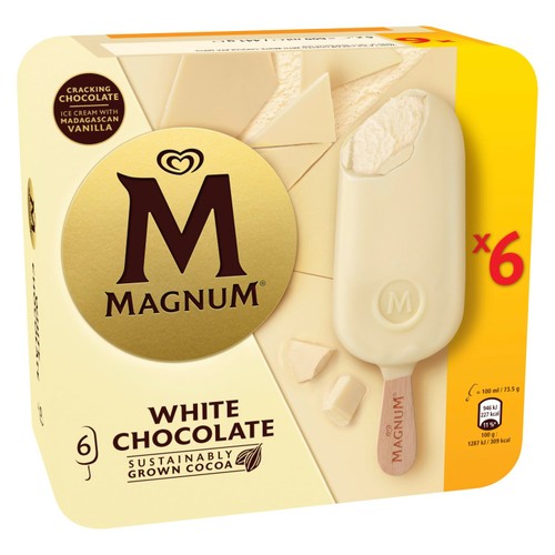 Magnum White Chocolate Ice Cream Sticks 6 x 100ml thumbnail 2