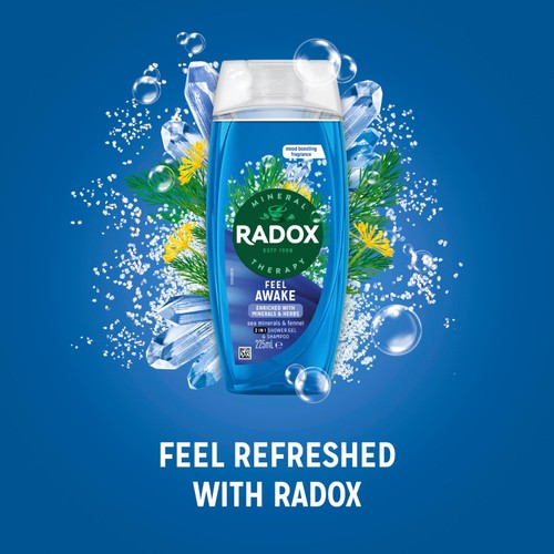 Radox Feel Awake Mood Boosting Shower Gel & Shampoo  225ml thumbnail 2