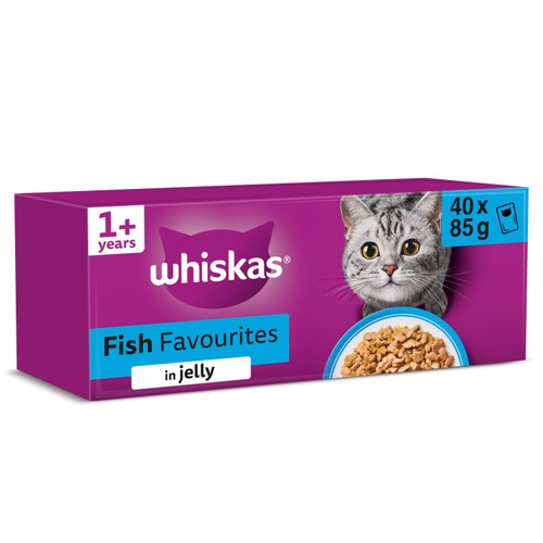 Whiskas 1+ Fish Favourites Adult Wet Cat Food Pouches in Jelly