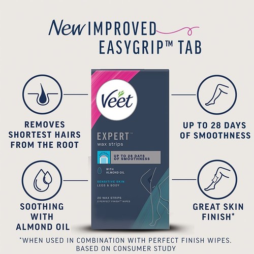 Veet Expert Wax Strips Legs Sensitive 20s thumbnail 5