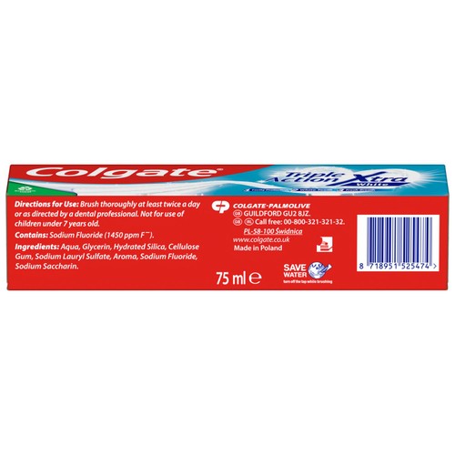 Colgate Triple Action Extra White Teeth Whitening Toothpaste thumbnail 2