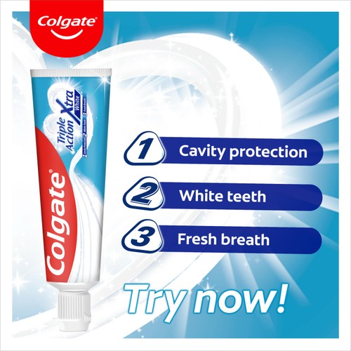 Colgate Triple Action Extra White Teeth Whitening Toothpaste thumbnail 3