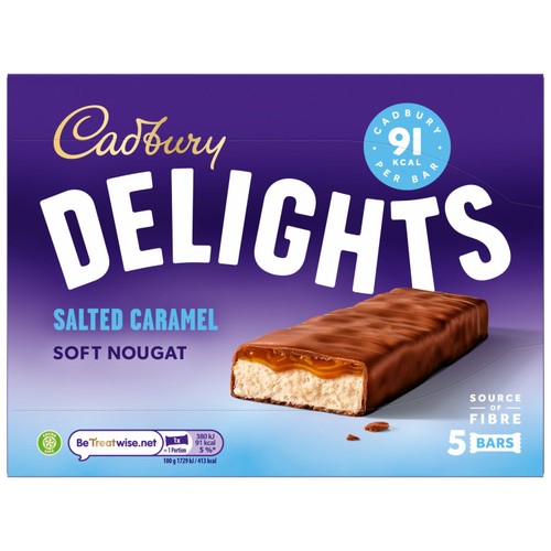 Cadbury Delights Salted Caramel Chocolate Nougat Bar 5 Pack thumbnail 3