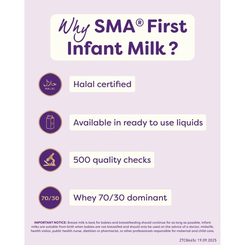 SMA First Infant Baby Milk Powder Formula From Birth 1.2kg (2x600g) thumbnail 4