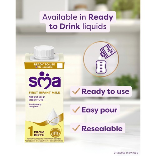 SMA First Infant Baby Milk Powder Formula From Birth 1.2kg (2x600g) thumbnail 5
